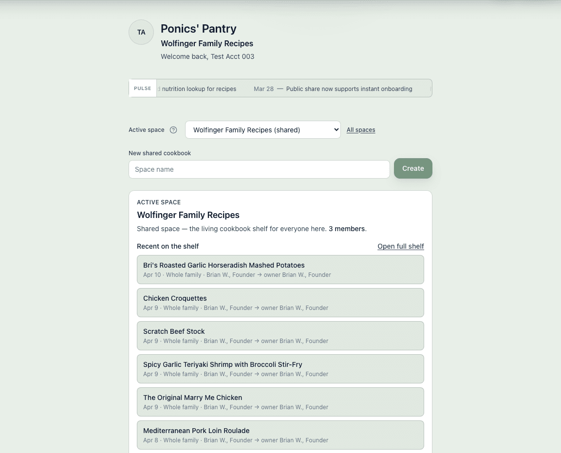 Recipe library in Ponics’ Pantry